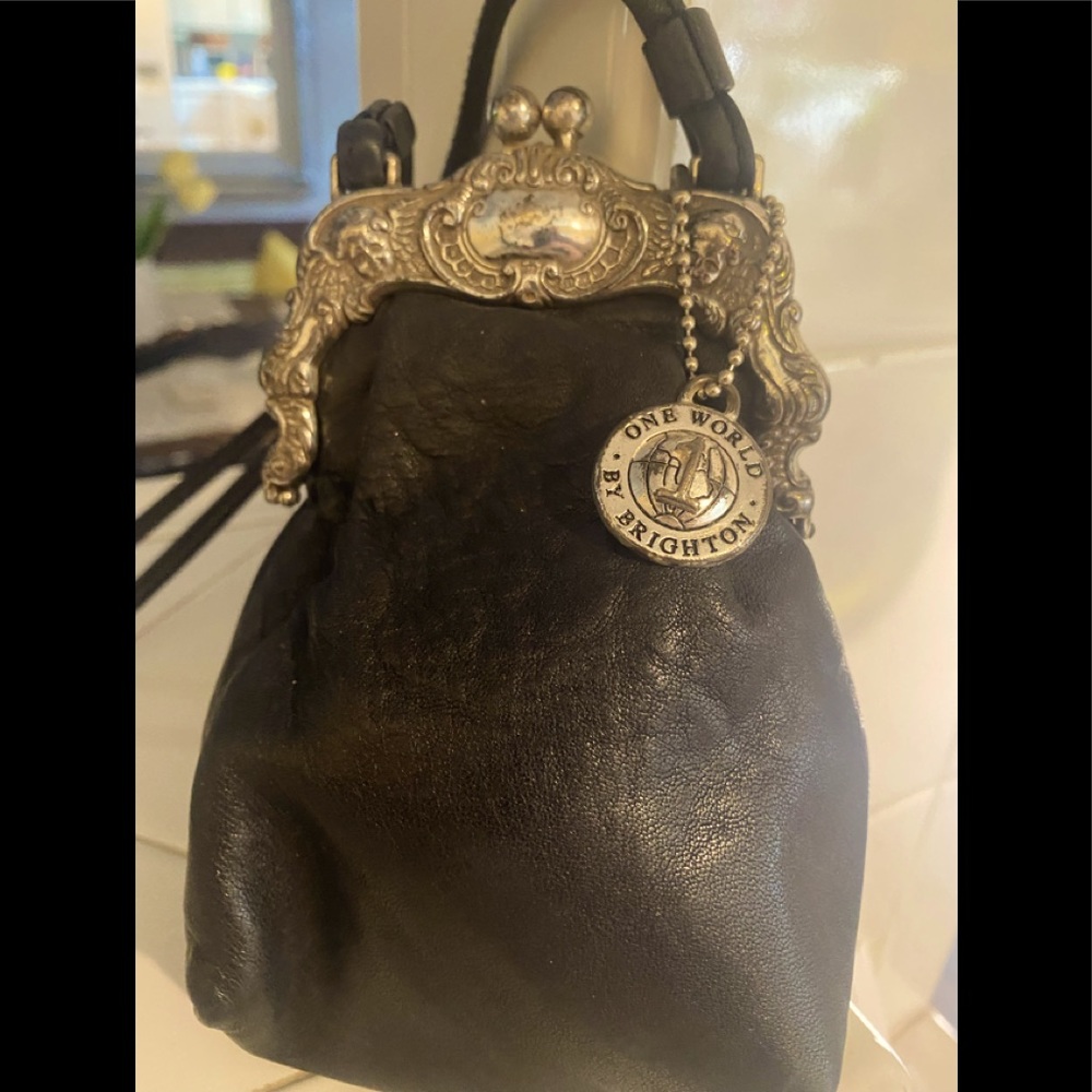 Vintage Brighton cross body black leather bag